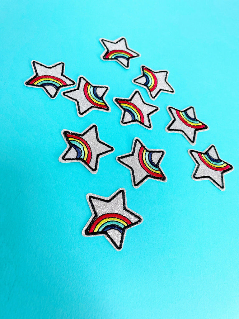 Silver Star Rainbow Iron On Patch - Tutti Frutti Clothing