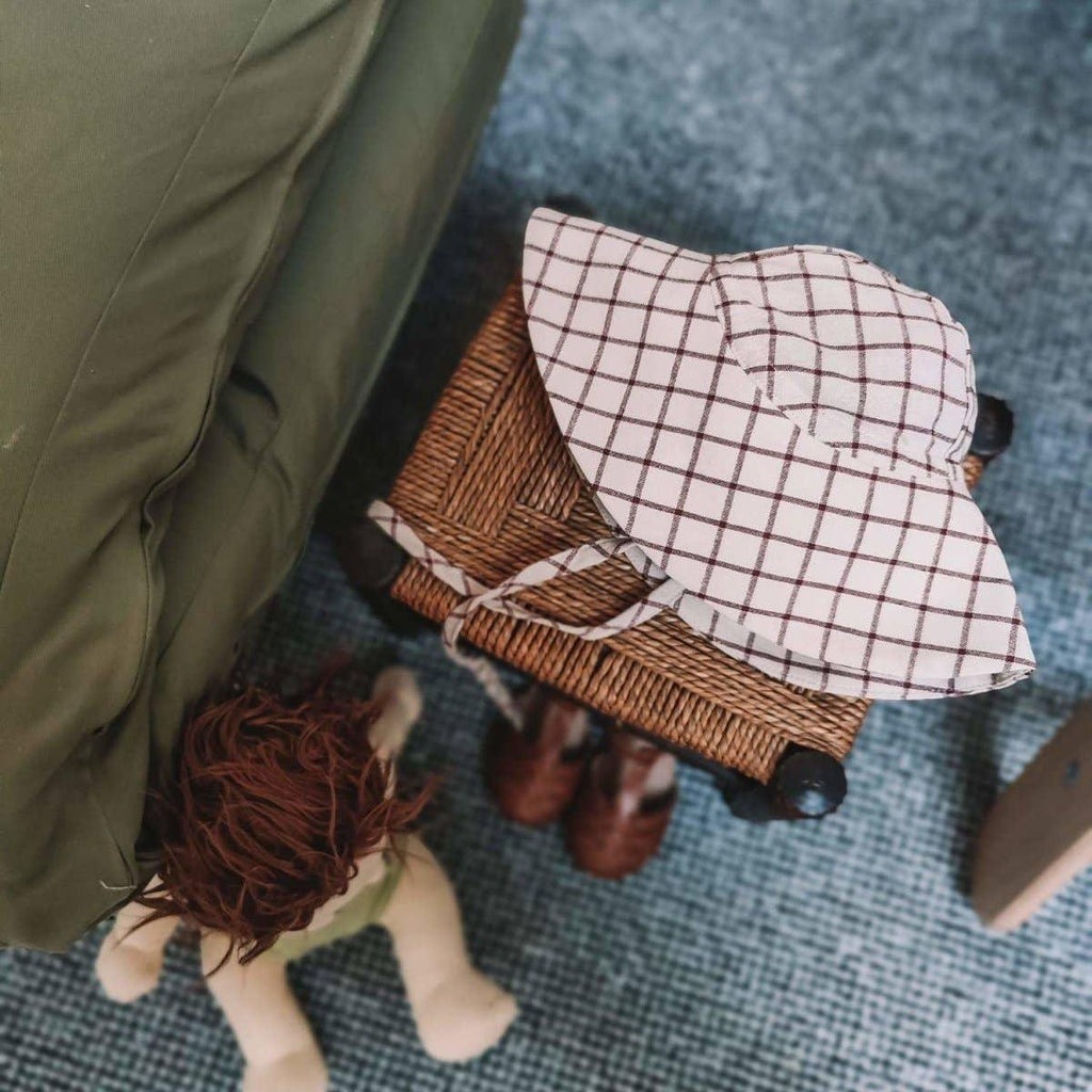 Brimmed Sun Hat - Pinstripe Blue - Tutti Frutti Clothing