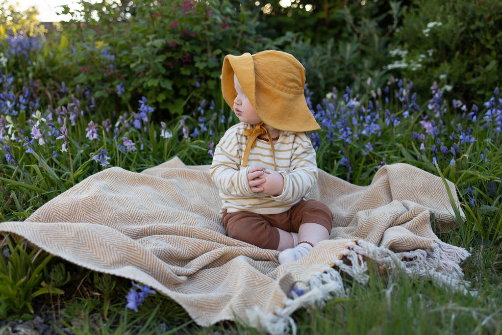 Brimmed Sun Hat - Pinstripe Blue - Tutti Frutti Clothing