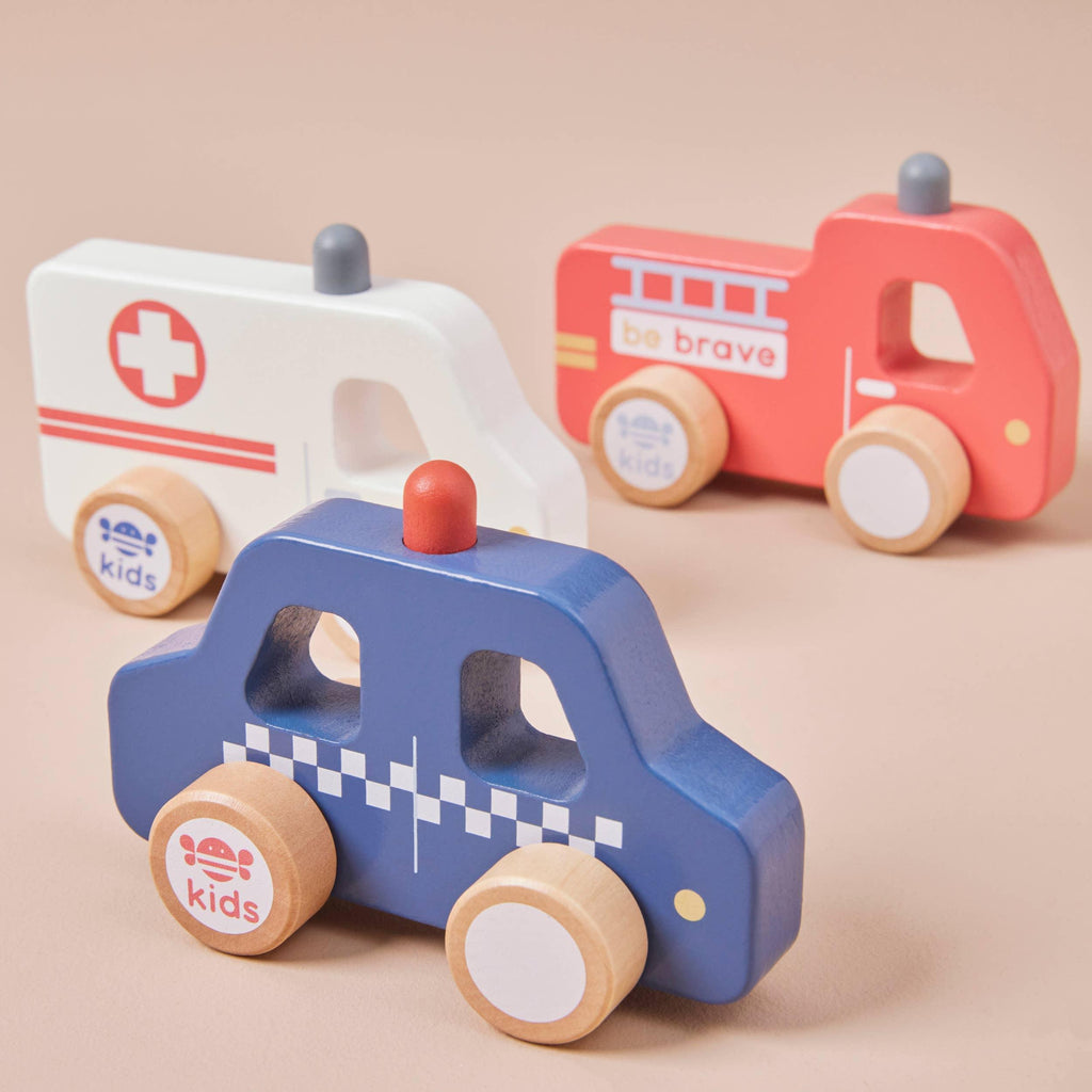 Wooden Stackable Emergency Vehicle Toys - Tutti Frutti Clothing