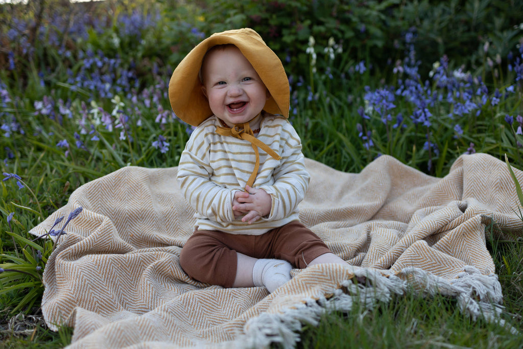 Brimmed Sun Hat - Pinstripe Blue - Tutti Frutti Clothing