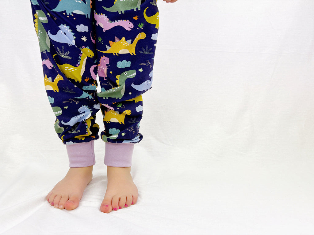 Sage Green Dinosaur Cuff Pants - Tutti Frutti Clothing