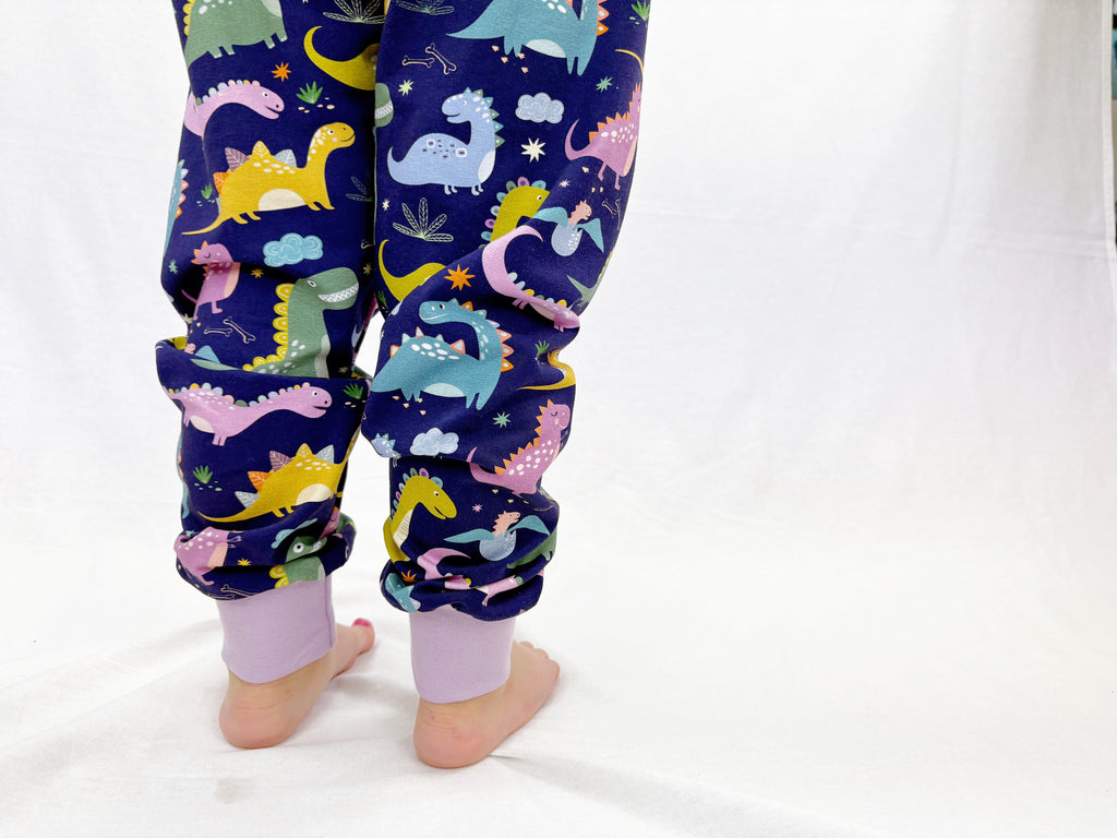 Sage Green Dinosaur Cuff Pants - Tutti Frutti Clothing