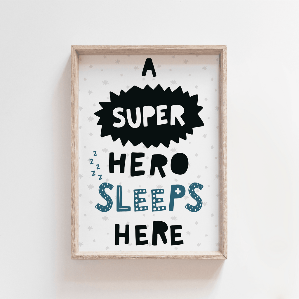 A Superhero Sleep Here Nursery Print - Tutti Frutti Clothing