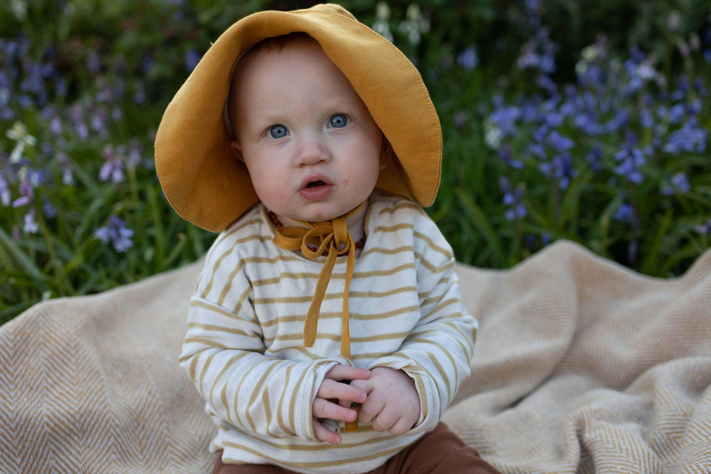 Brimmed Sun Hat - Pinstripe Blue - Tutti Frutti Clothing