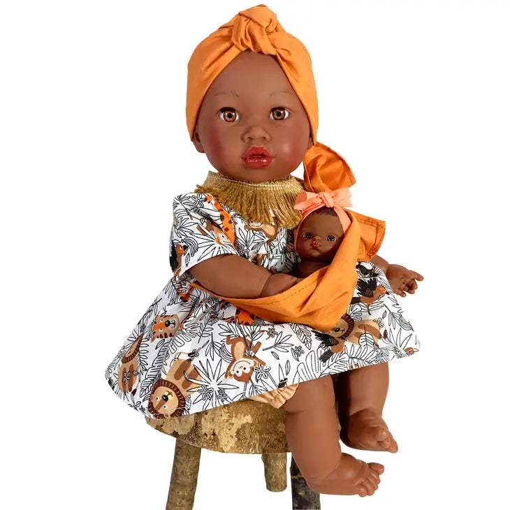 Babywearing Doll - Alika in orange - Tutti Frutti Clothing