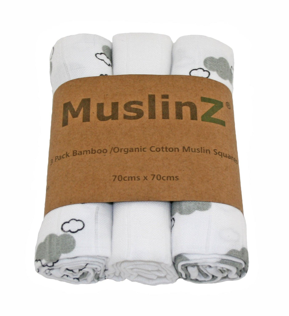 Bamboo & Organic Cotton Grey Cloud Muslins - Tutti Frutti Clothing