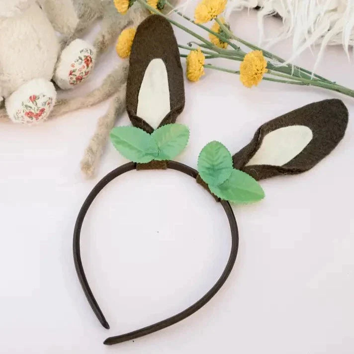 Handmade Brown Bunny Ears Headband - Tutti Frutti Clothing
