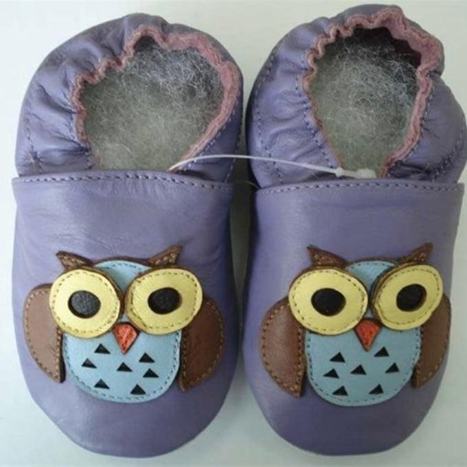 Leather Baby Shoes - Owls - Tutti Frutti Clothing