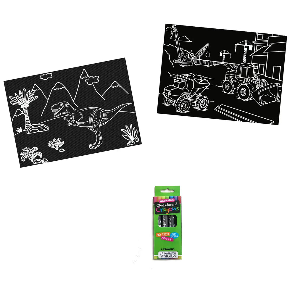 Mini Chalkboard Mat - Dino & Trucks - Tutti Frutti Clothing
