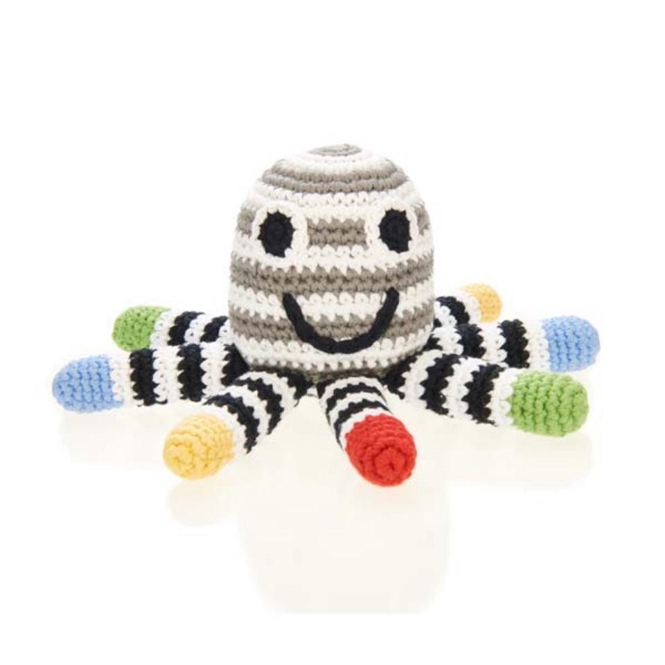 Octopus Rattle - Black and White - Tutti Frutti Clothing