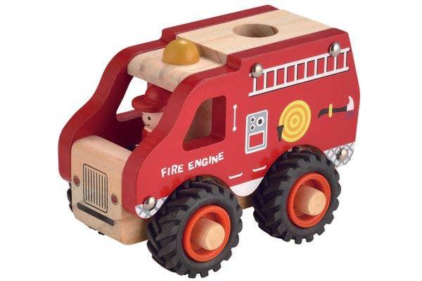 Wooden Fire Engine With Rubber Wheels - Tutti Frutti Clothing