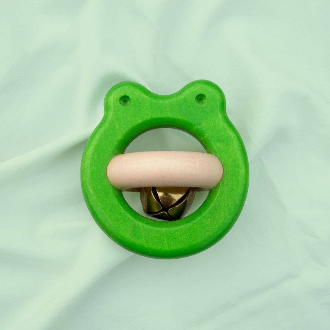 Frog Rattles Wooden Frog Rattle with Bell | Organic & Sustainable Baby Toy – Tutti ...